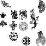 中式传统剪纸图案元素集合