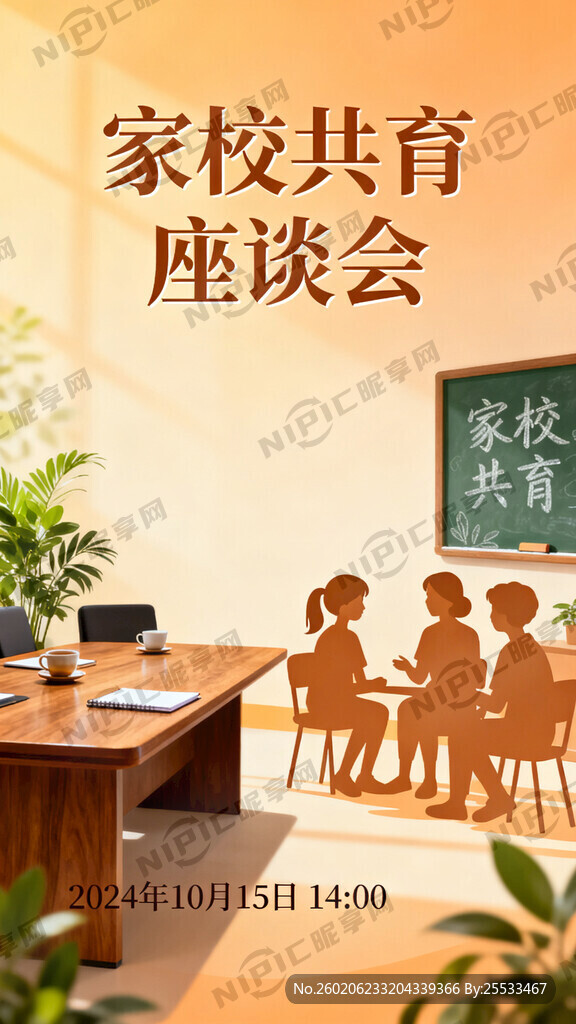 家长学生学校座谈会背景图 温馨