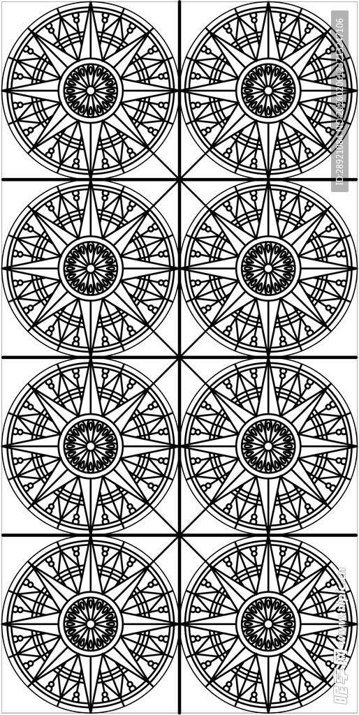 黑白几何对称花纹图案