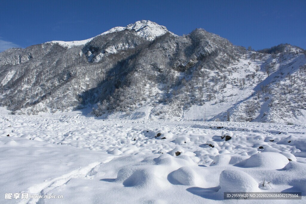 雪山雪景下的冬日壮丽景观
