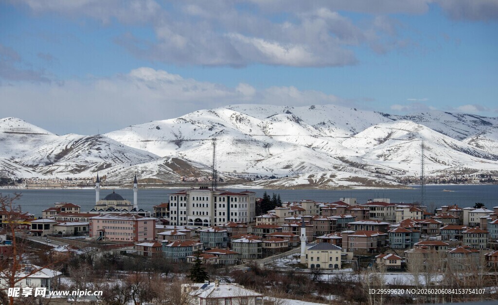 雪山下的城市风光