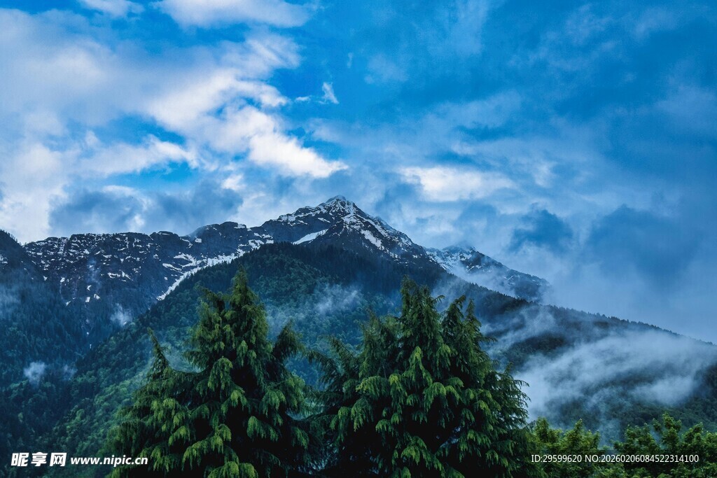 壮丽山景与云雾缭绕之美
