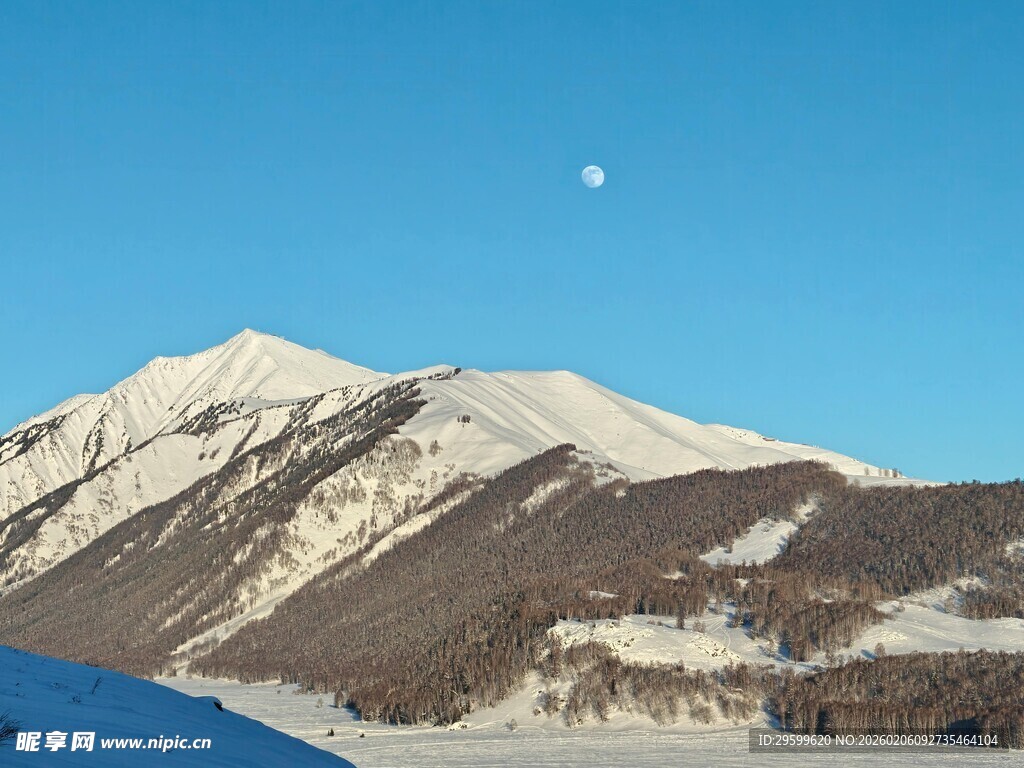 雪山月夜美景