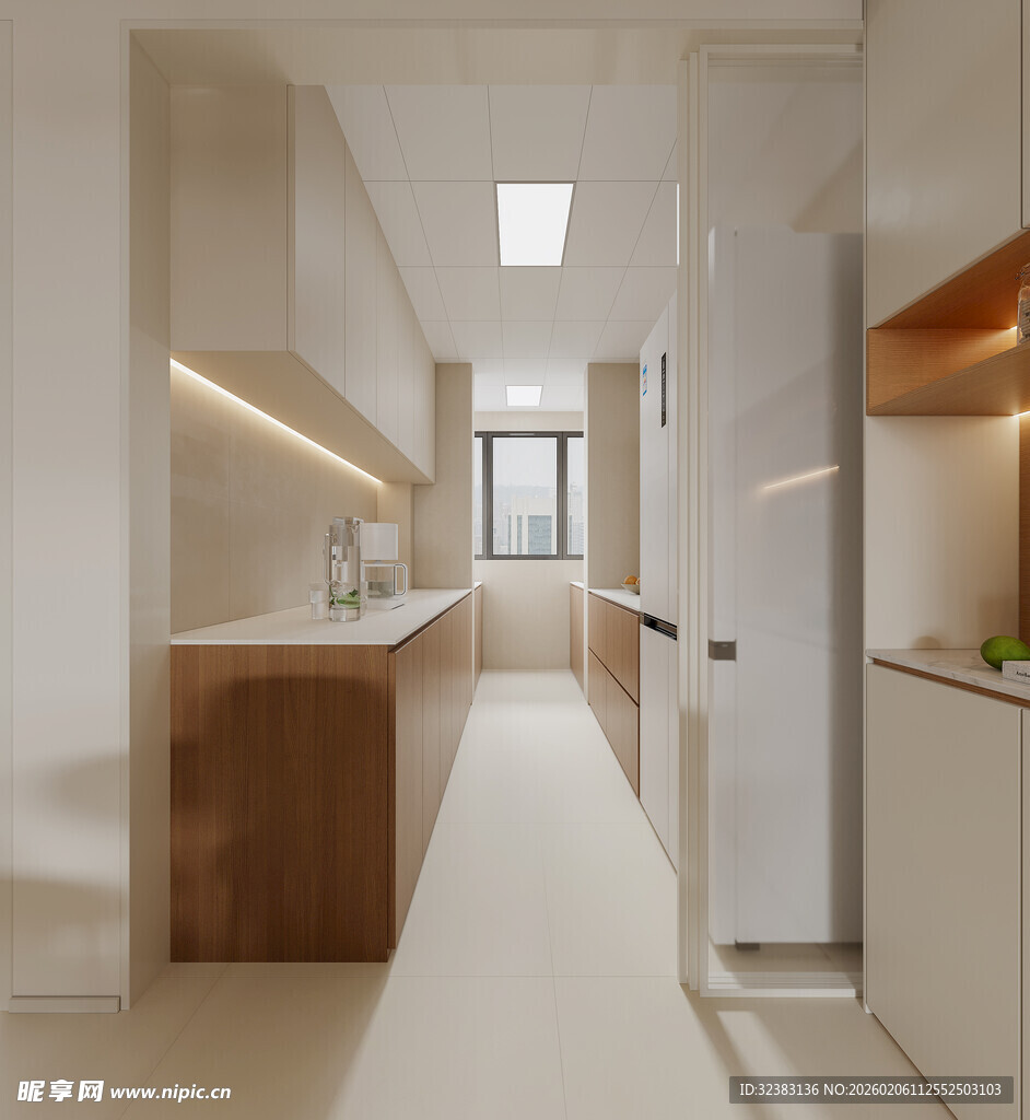 现代简约风格狭长厨房空间