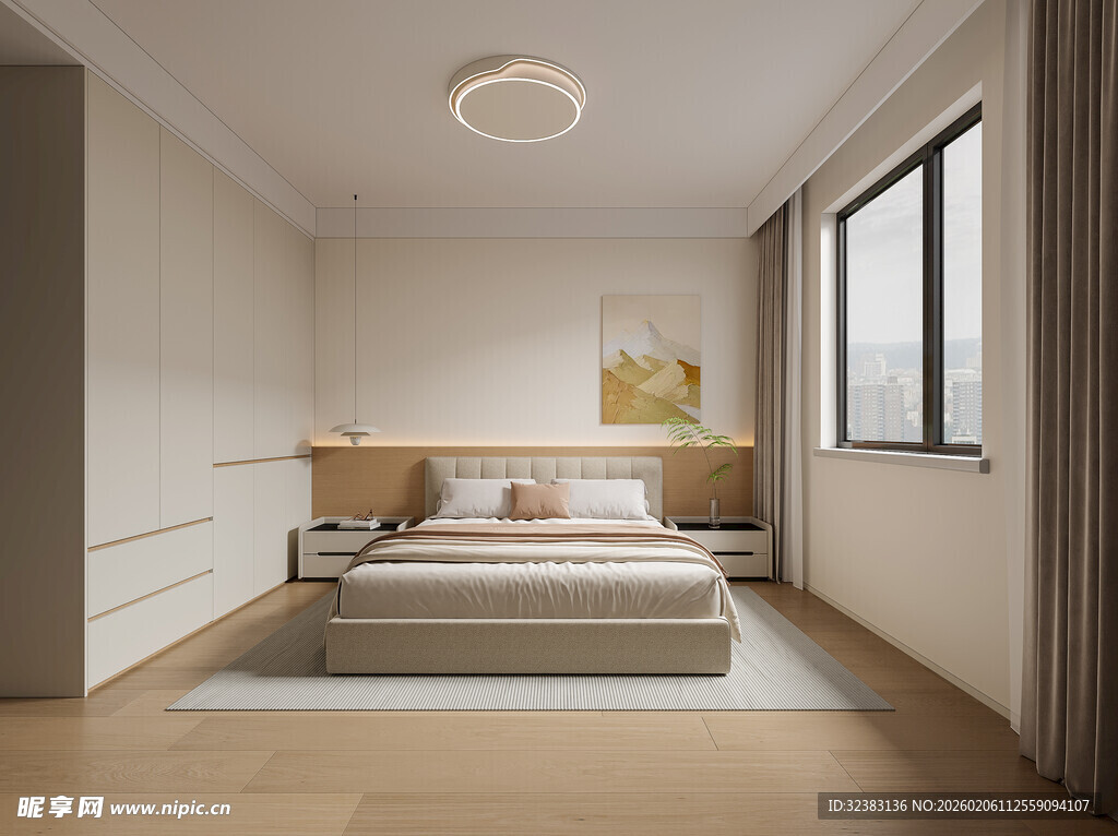 简约现代风卧室室内场景