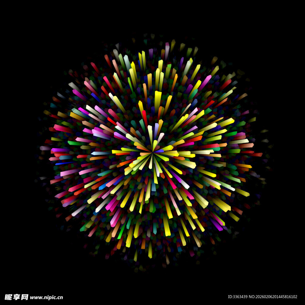 绚丽多彩烟花绽放瞬间