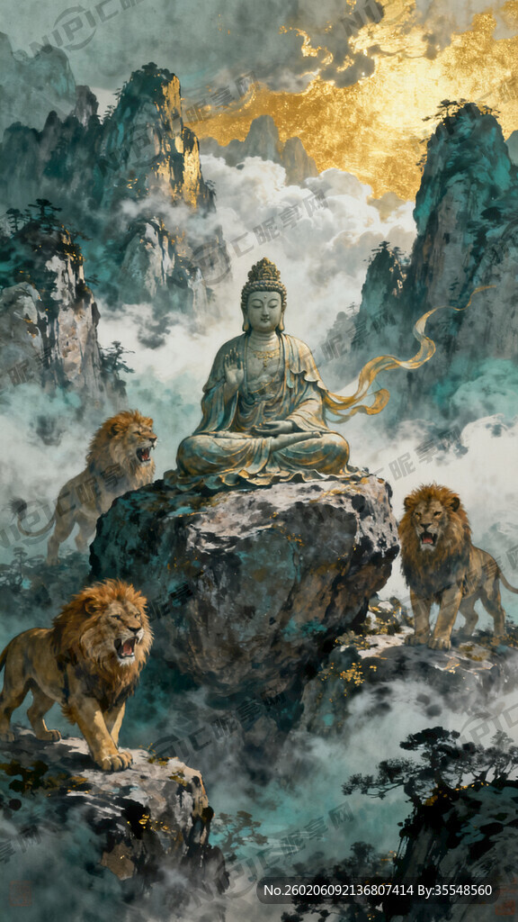 山谷 狮子吼如来佛 意境 高雅