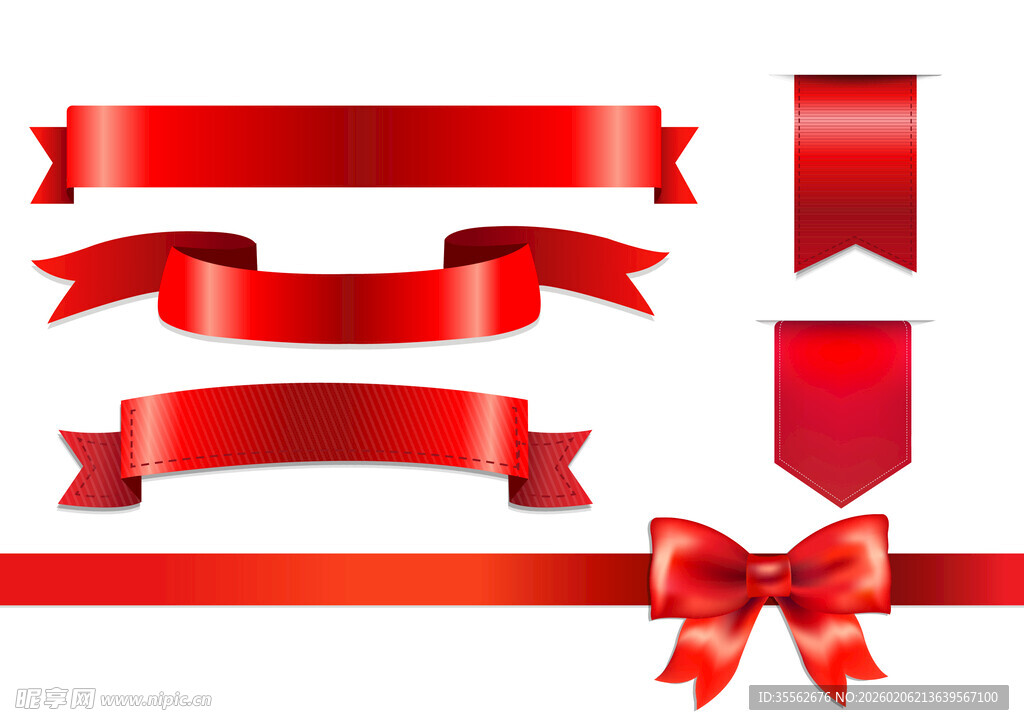 红色丝带与蝴蝶结