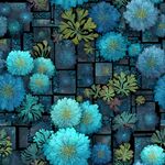 蓝色花卉图案的精美瓷砖