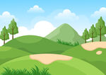 蓝天草地插画