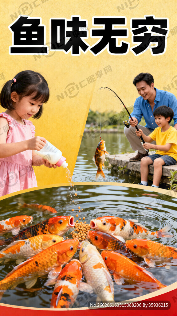 广告牌 宣传鱼味无穷 奶瓶喂鱼