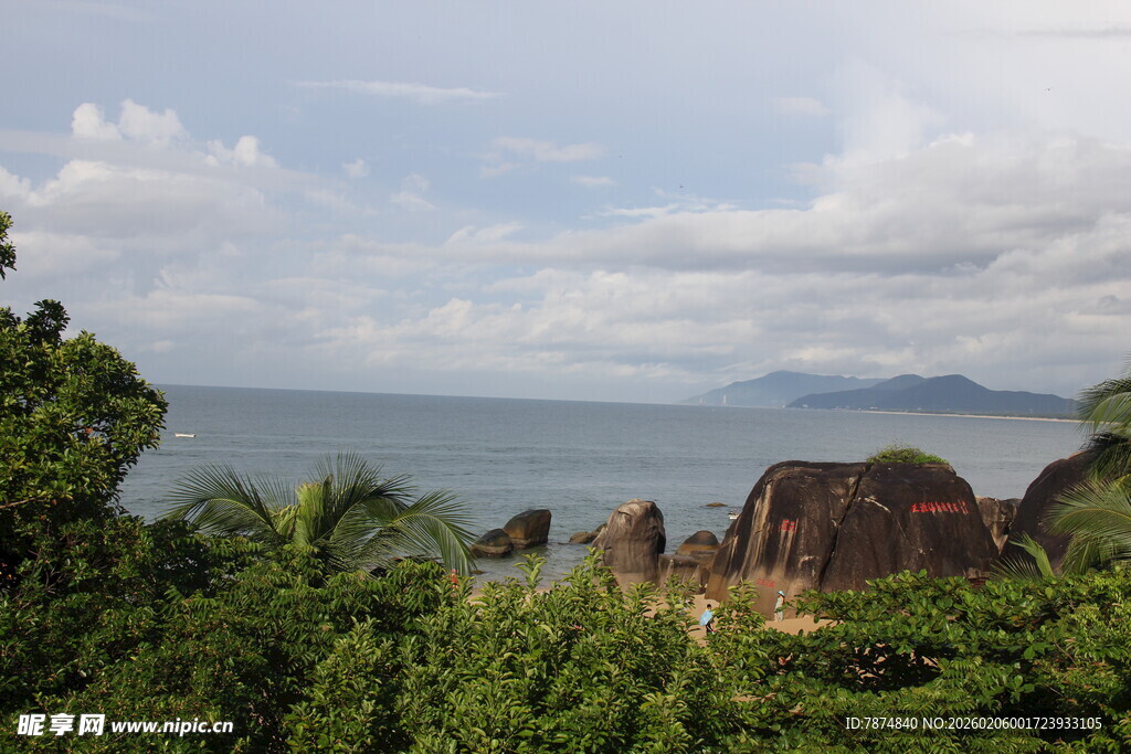 三亚山海间的繁茂植被景观