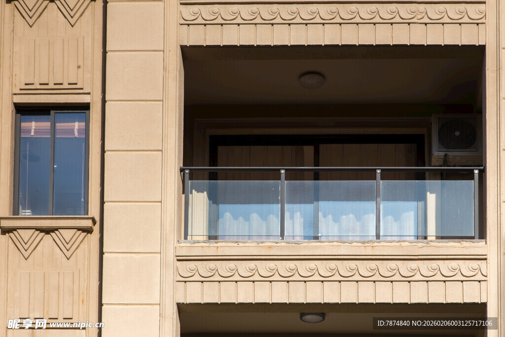 现代建筑阳台外观特写