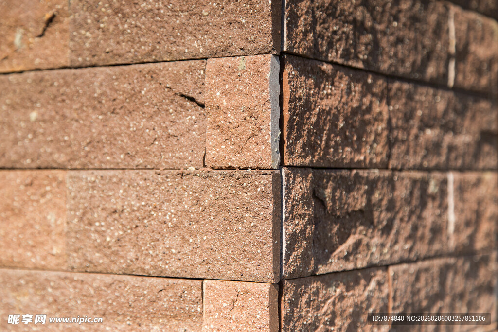 棕色砖块墙角特写