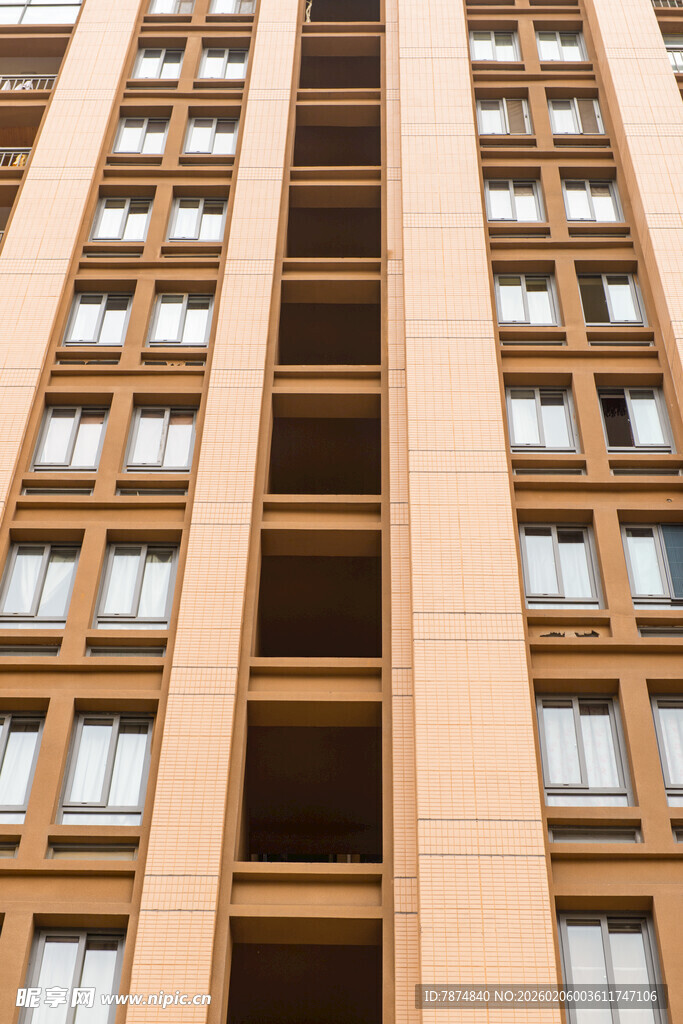 高层公寓建筑外观特写