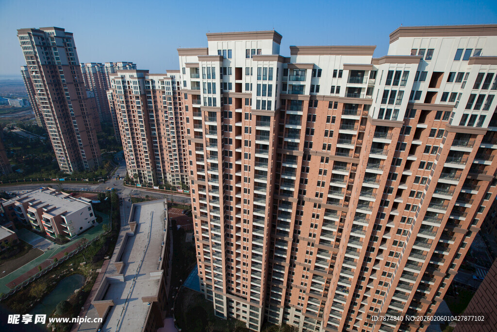 城市高层住宅俯瞰景观