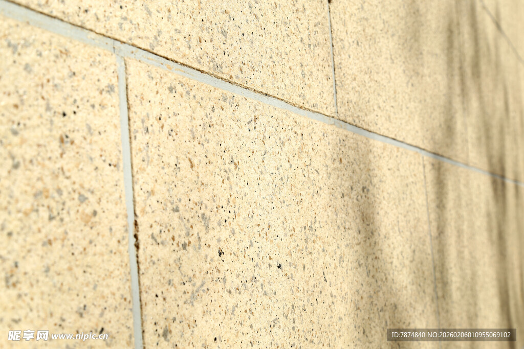 米黄色石材墙面纹理特写