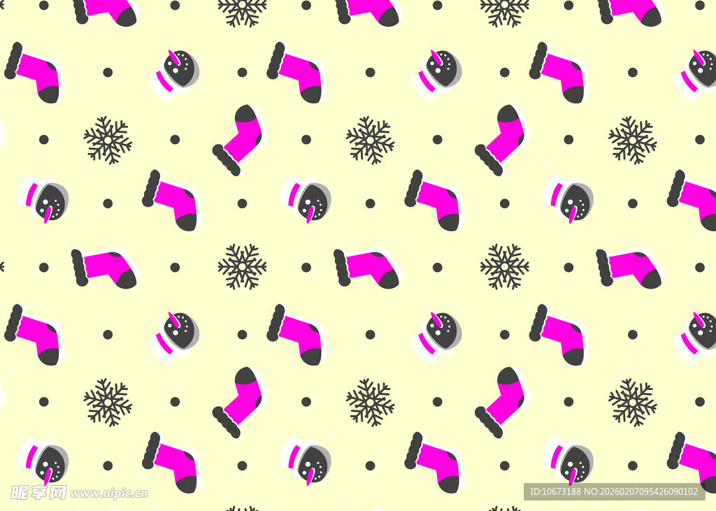 粉色靴子雪花图案背景