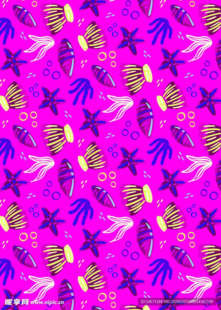 粉色背景海星菠萝图案