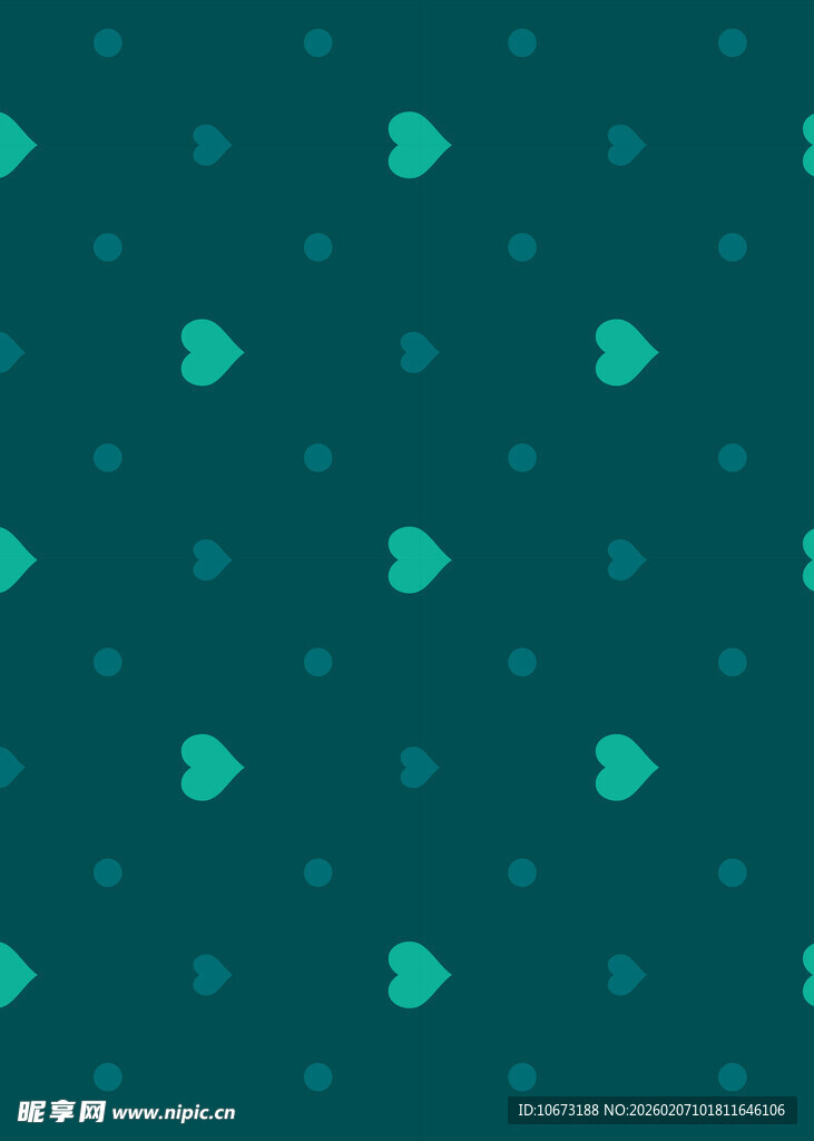 蓝绿色心形图案背景