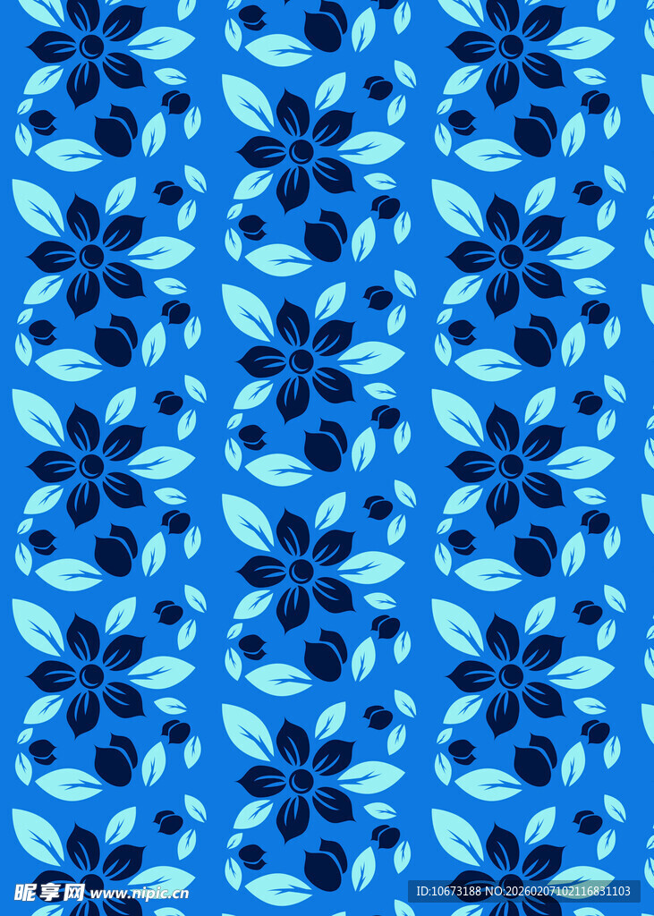 蓝色花卉图案背景纹理