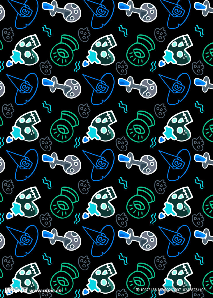 卡通动物图案黑色背景纹理