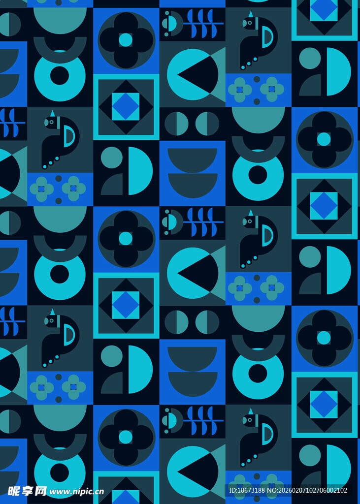 蓝绿色几何图案无缝背景