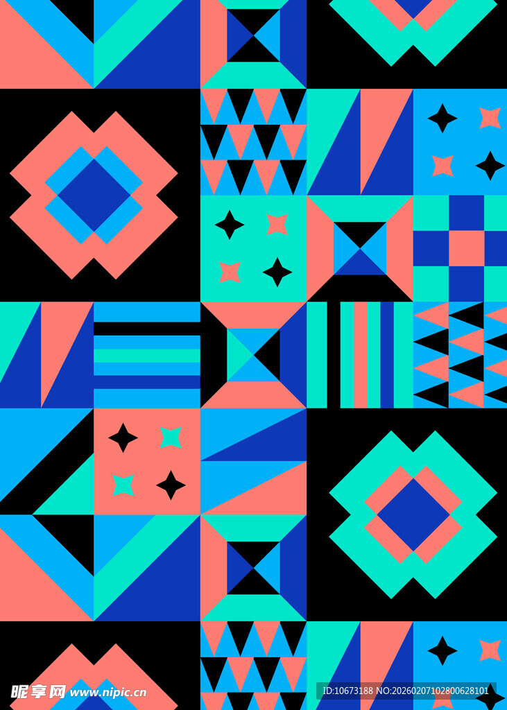 几何图案拼接的多彩背景