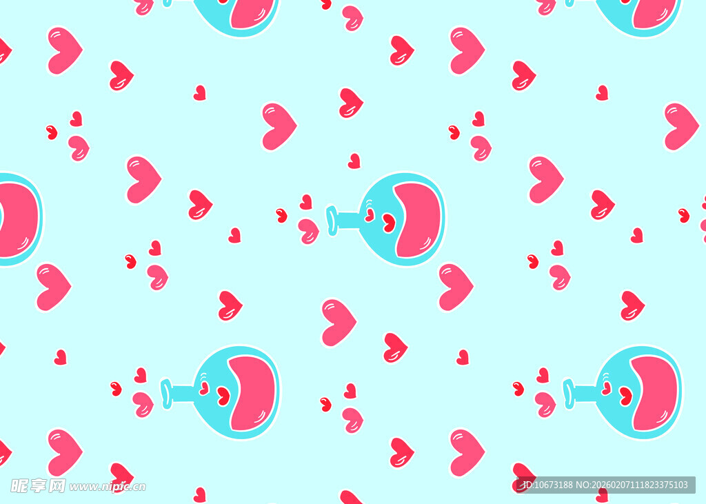 可爱小鱼爱心图案背景