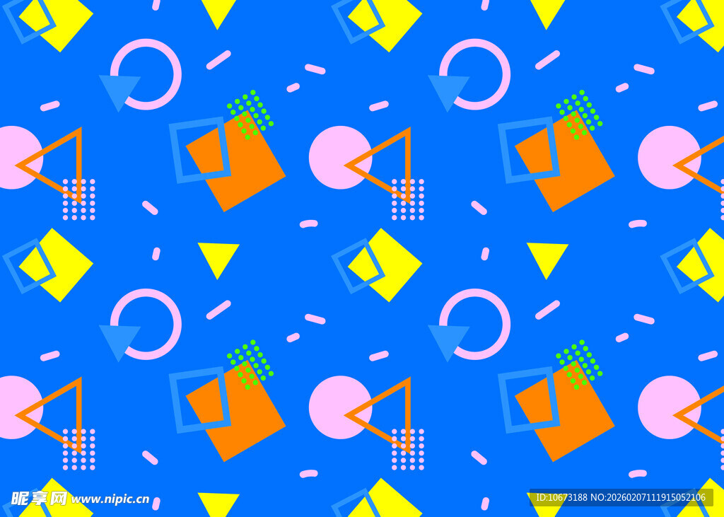 几何图案与卡通元素背景图