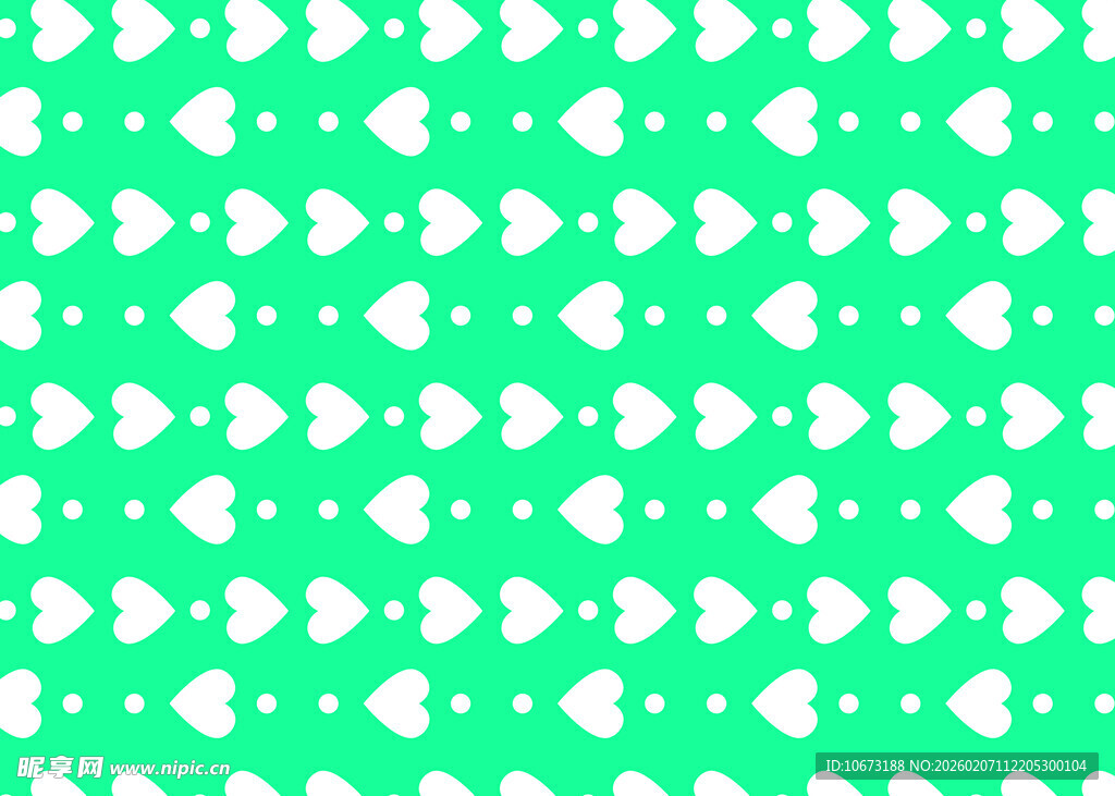 清新绿底心形图案背景