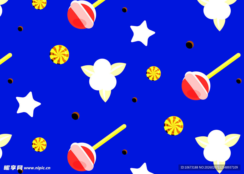 蓝色背景糖果星星图案