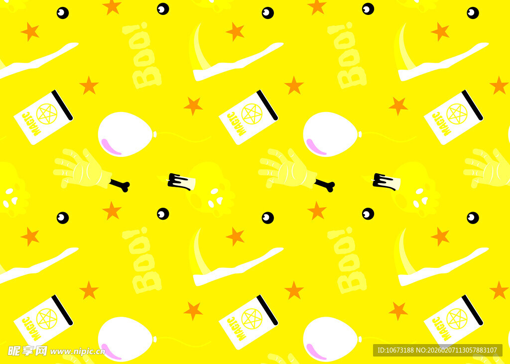 黄色背景文具图案设计
