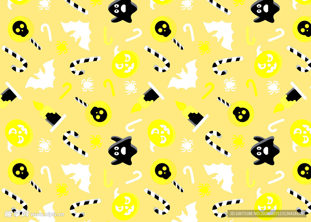 黄色背景卡通图案纹理