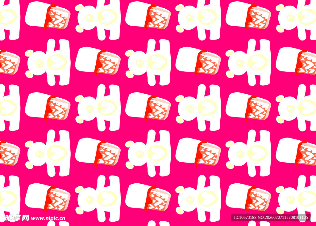 粉色背景可爱兔子图案