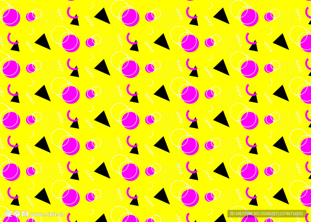 黄底粉黑几何图案背景