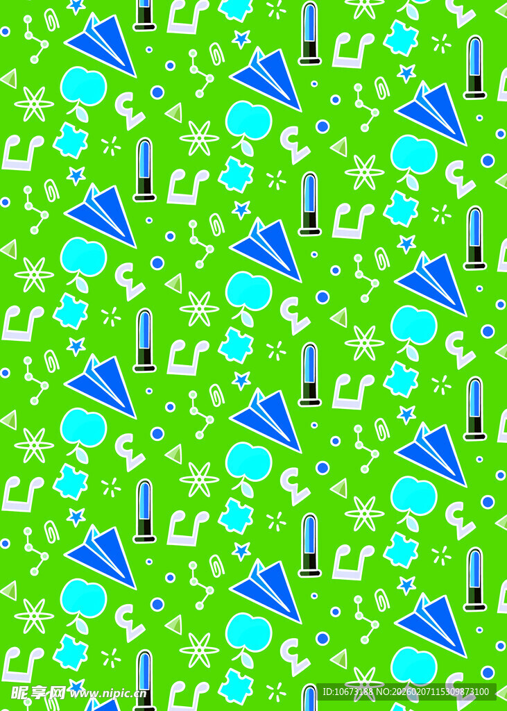 绿色背景多彩图案无缝纹理