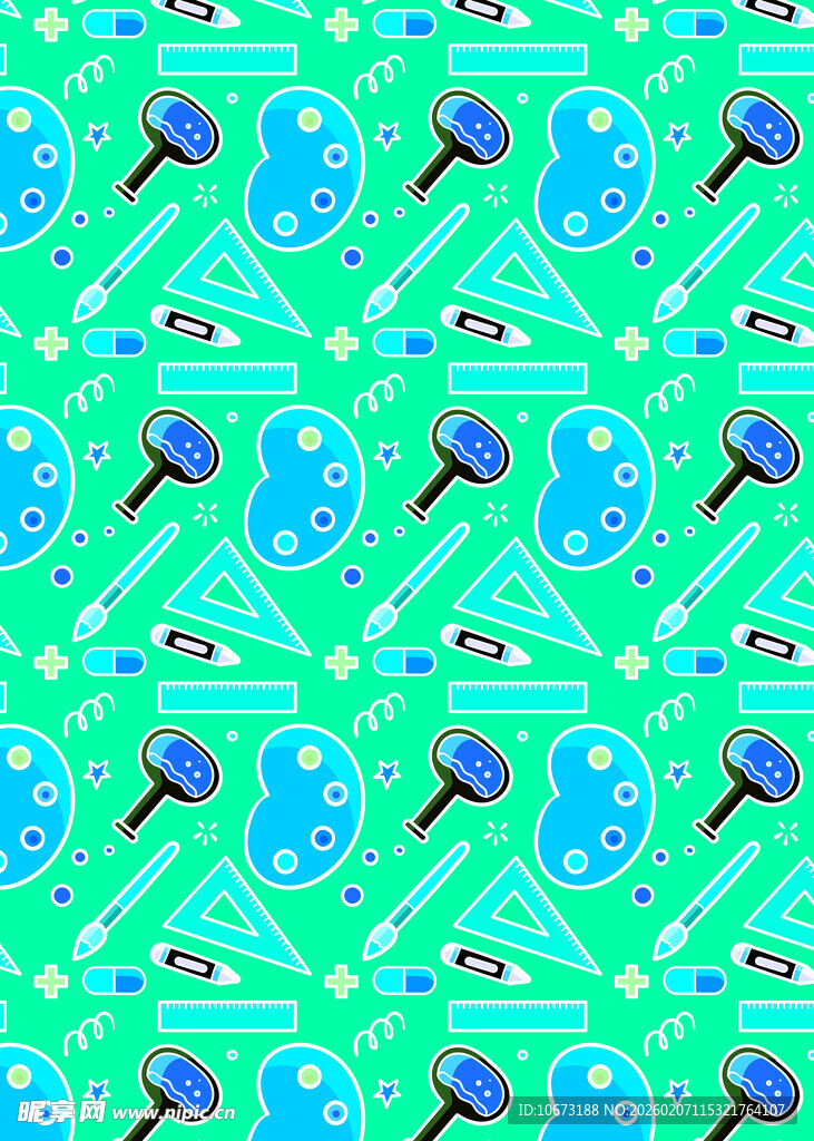 绿色背景的绘画工具图案