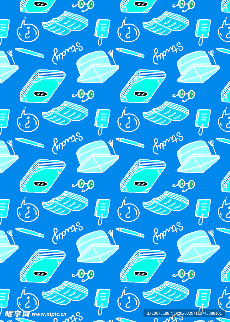 蓝色医疗元素无缝图案