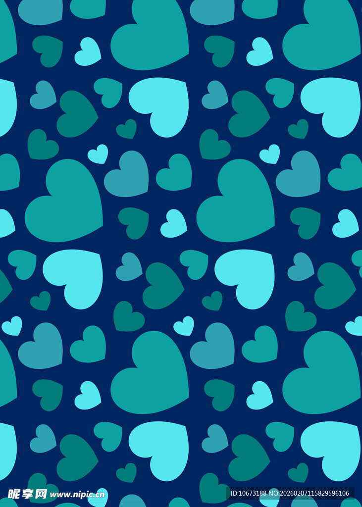 蓝绿爱心图案背景