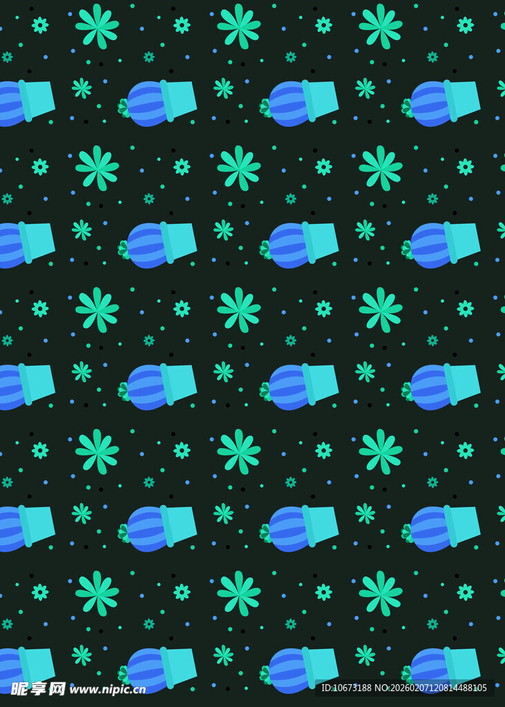 蓝绿雪花图案无缝背景