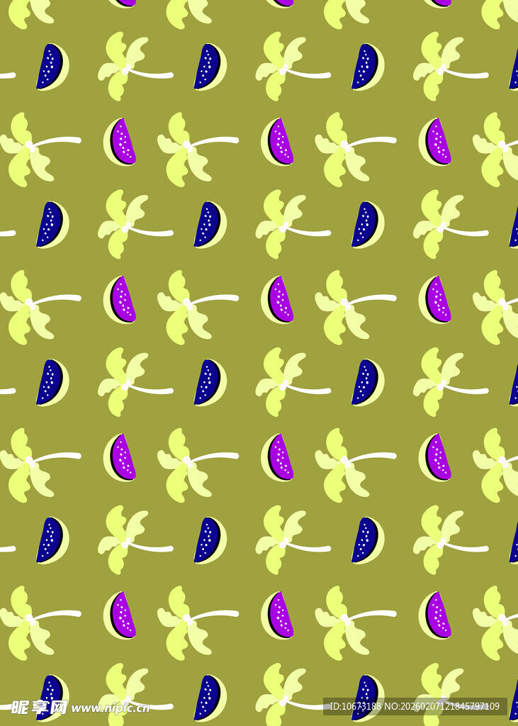 黄绿底色植物图案背景