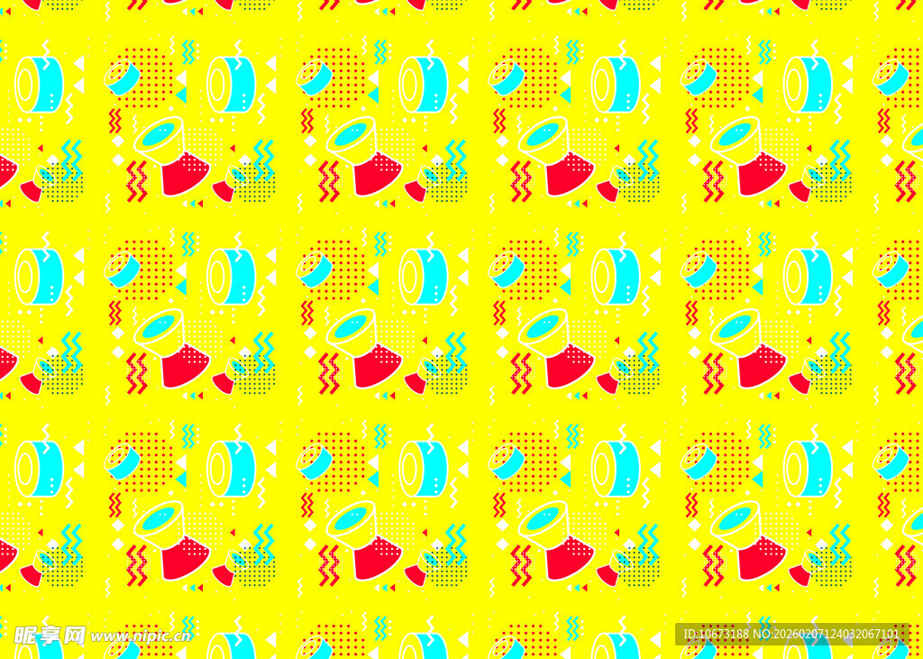 黄色多彩几何图案背景