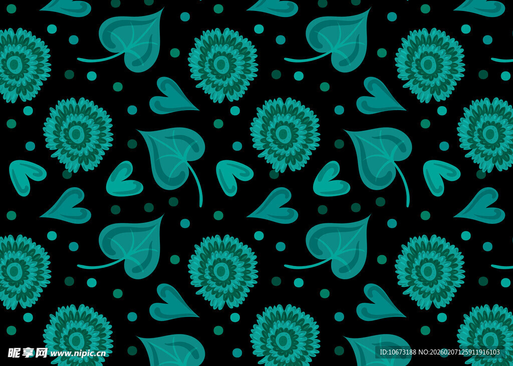 蓝绿色花卉图案背景