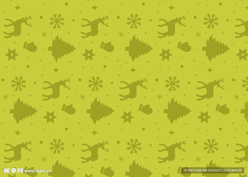 绿色圣诞元素无缝背景图