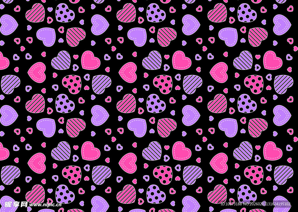 心形花朵图案黑色背景纹理