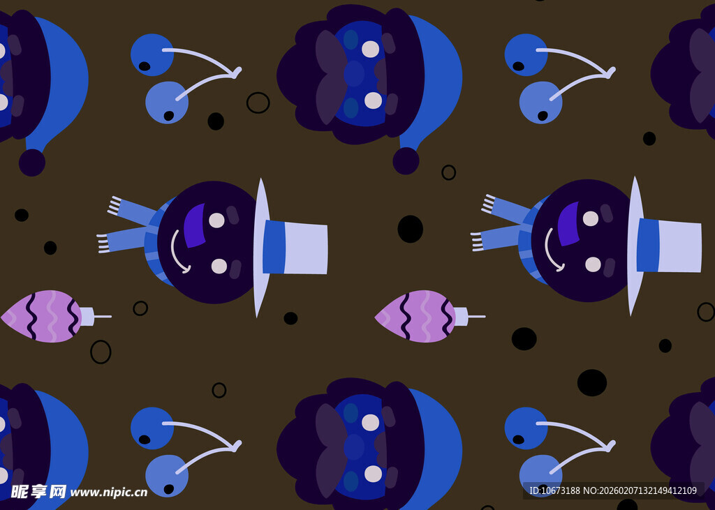 卡通风格的多彩太空元素图案