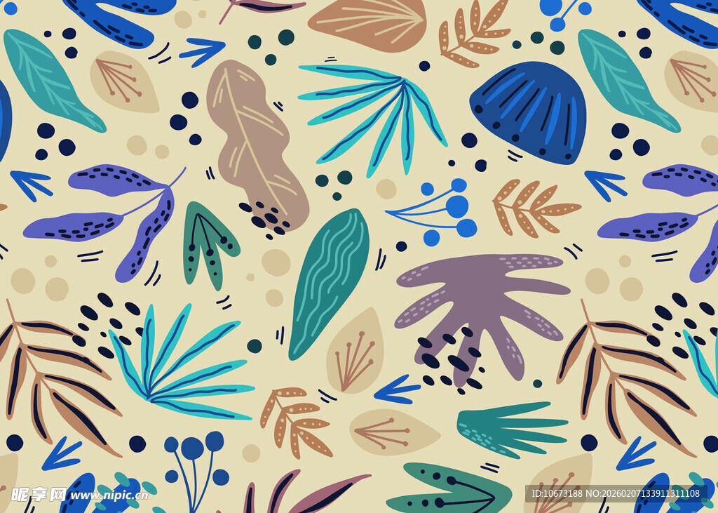 热带植物图案背景纹理