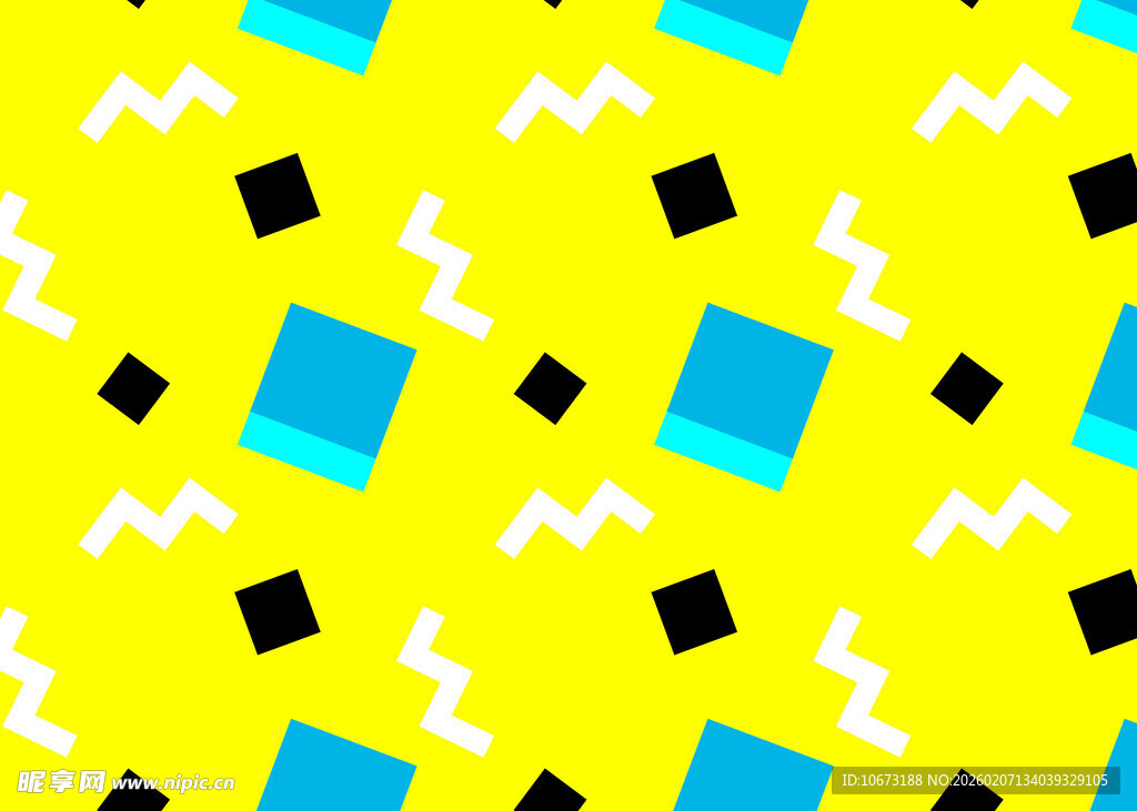 黄底蓝块几何图案背景