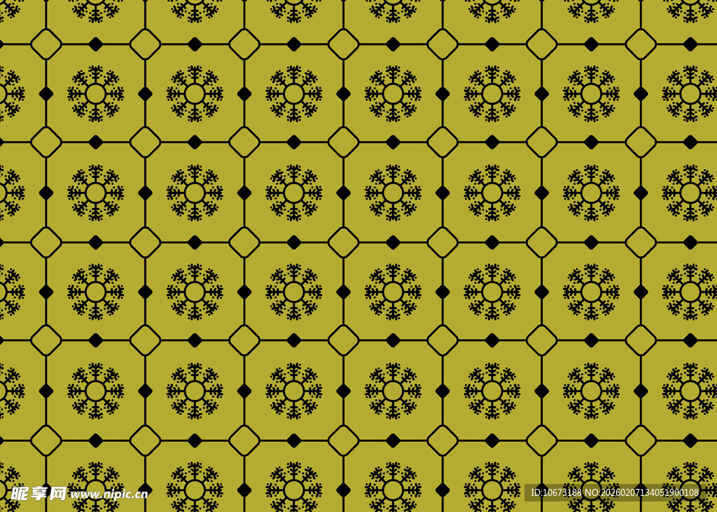 黄色花卉几何图案背景